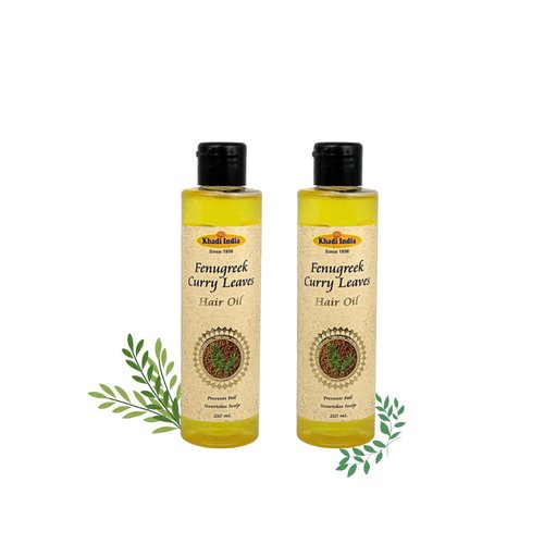 Khadi India Fenugreek and Curry Leaves Hair Oil: Support Healthy Hair (Set of 2)