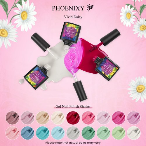 Phoenixy Gel Nail Polish Kit with U V Light, 18 Colors Soak Off Gel Nail Kit with 36W U V LED Nail Lamp Pink Red Brown Blue Green Nail Polish Set Manicure Starter Kit Gifts for Women