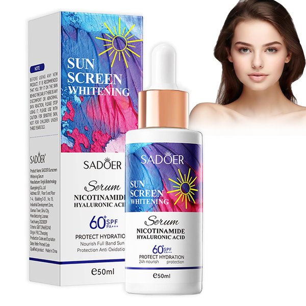 Face Serum SPF 60+, Invisible Daily SPF Facial Serum with Hyaluronic Acid Serum & Niacinamide Serum, Face Sunscreen Lightweight & Long-lasting 24h, Face Serum for Women Moisturizing Sun Protection