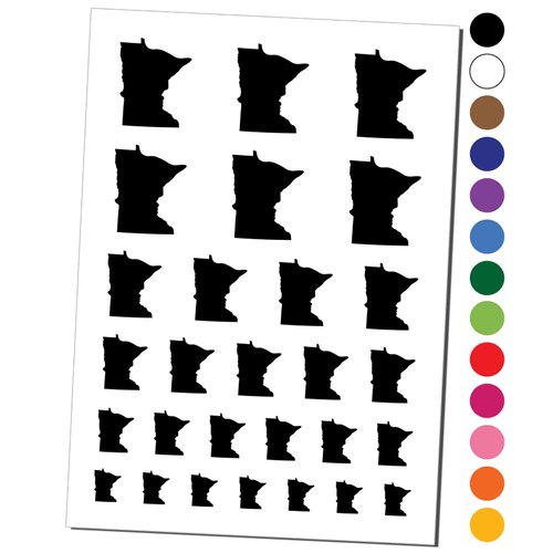 Minnesota State Silhouette Temporary Tattoo Water Resistant Fake Body Art Set Collection - Purple (One Sheet)