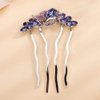 Jumwrit Wedding Crystal Flower Floral Hair Comb Silver Rhinestone Teardrop Hair Side Comb Vintage Bride Bridesmaid Headpiece Bridal Jewelry Hair Clip Comb for Women Girls(Purple)