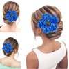 Peony Flower Hair Clip Hanfu Hairpin Bridesmaid Pin up Flower Brooch Party Wedding Decor (one size, blue)