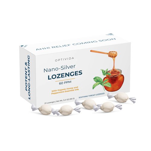 OPTIVIDA Health Original Natural Premium Nano-Silver Lozenges 60PPM,Oral Health, Supports Immune System, Fast-Acting Cough Drops with Lemon Oil, Organic Honey and Peppermint Oil (1 Pack)