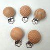 Natural Beech Wood Pacifier Clips Teething Grasping Toy Suspender Clips Charm DIY Wood Pacifier Clip Holder Accessories (3.5cm withouthole)
