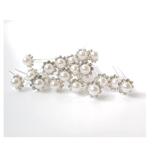 Suandsu 20 Pcs Pearl Crystal Hair Pins Bride Wedding Hair Clips Rhinestone Hair Piece Accessories for Women and Girls (9 rhinestones+1 pearl)
