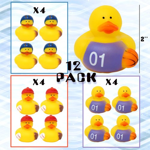 Sport Rubber Ducks 12 Sports Rubber Duckies Sports Player Rubber Ducks - Sports Party Favors All Sports Party Decorations Sport Theme Baby Shower Birthday Sports Decor Novelty Character Rubber Ducks
