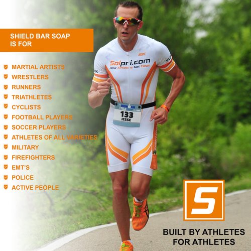 Solpri Shield Athletic Tea Tree Soap Bar with Lemongrass Eucalyptus Oil 4 oz (2 Pack) Protects Skin from Jock Itch, Athlete's Foot, Ringworm for Humans