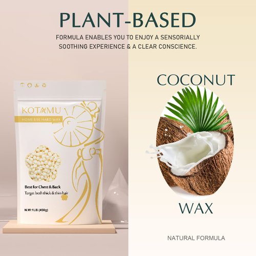 KOTAMU Wax Beads for Sensitive Skin, lLB Cream Hard Wax Beans for Both Fine & Coarse Body Hair
