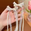 2 Pcs Lace Hair Bows Hair Clips, Cute Hair Bow Alligator Hair Barrette Hair Accessories, White Lace Bows for Hair, Bows for Hair with Long Tail