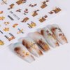 Dornail 4 Sheets 3D Fall Nail Stickers,Autumn Leaf Flower Nail Art Stickers Fallen Leaves Nail Decals Geometric Line Nail Sticker for Women Nail Art Supplies Nail Designs Nail Decor Nail Accessories