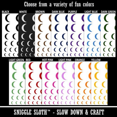 Moon Partial Temporary Tattoo Water Resistant Fake Body Art Set Collection - Black (One Sheet)