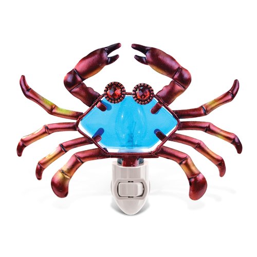 Puzzled Glass Art Night Light, Plug in Decorative Socket Lamp, Manual On & Off Portable Lights for Stairway, Bedroom, Bathroom, Nursery, Home Accessory & Kitchen Decor - Crab