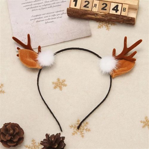 Macute Christmas Deer Antlers Headbands Christmas Hair Band Headdress Brown Deer Antlers Hair Hoop Christmas Hair Accessories for Women Holiday Party Costume Headwear 1PCS (brown antler, universal)