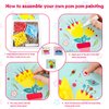 JOFONY 3 PCS DIY Pom Pom Art Painting Kit,Makes 3 Art Pieces DIY Cake Princess Flowers Pom Pom Arts and Crafts for Kids Boys and Girls Age 3+ Toddler
