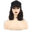 CHRSHN Hat Wig for Women, Short Wave Baseball Cap Wig with Curly Synthetic Hair Extensions, Adjustable Brown Black Baseball Hat Wig