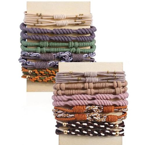 Boho Hair Tie Bracelets for Women 20 Pcs Cute Hair Ties 5 Styles Boho Bracelets Hair Ties for Thin Thick Hair Ponytail Hair Accessories with Beads Hair Elastic No Damage, 10 Colors