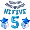 5th Birthday Decorations Rose gold for Girls,Hi Five Birthday Balloons 5th Birthday Banner Number 5 Star Foil Balloons Latex Confetti Balloons for 5 Years Old Birthday Supplies Girls (Blue)