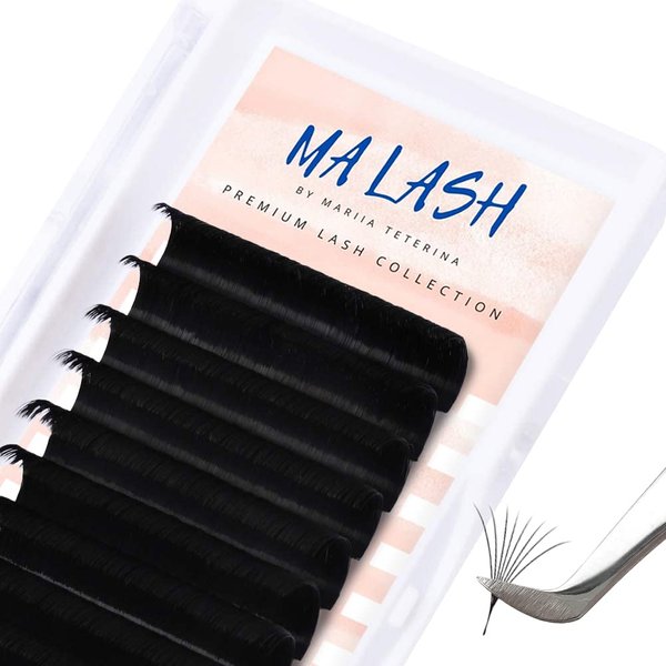 MA LASH Easy Fan CC 0.07 7-15mm Eyelash Extension Supplies Rapid Blooming Volume Eyelash Extensions Mix Volume Lashes Self Fanning Individual Eyelashes Extension (CC 0.07 (7-15mm mixed))