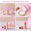 Ehome Wooden Beauty Salon Play Set, Makeup Kit Play Set Wood Makeup Toy Set for Toddler Pretend Play Makeup Kit with Realistic Accessories for Girls 3 4 5 6 7 8 Year Old Christmas Birthday Gifts