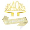 CURASA Birthday Sash and Crown for Women 40th Birthday Sash Gold Birthday Crown Adult Women Rhinestone Birthday Tiara Gold Its My 40th Birthday Sash Birthday Decoration for Party Gifts