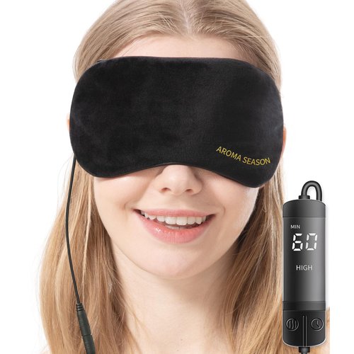Aroma Season Heated Eye Mask, Warm Eye Compress for Dry Eyes MGD Stye Blephartitis Sinus Migraine, Graphene Heating Element with Natural Lavender Pack (Black)