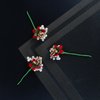 4 Pieces Red Rose Bridal Hair Pins Flower Hair Clips U Shaped Hair For Bun Jewelry Accessories for Bridal Wedding Dance Birthday Woman Girls Small Bobby Pins for Hair