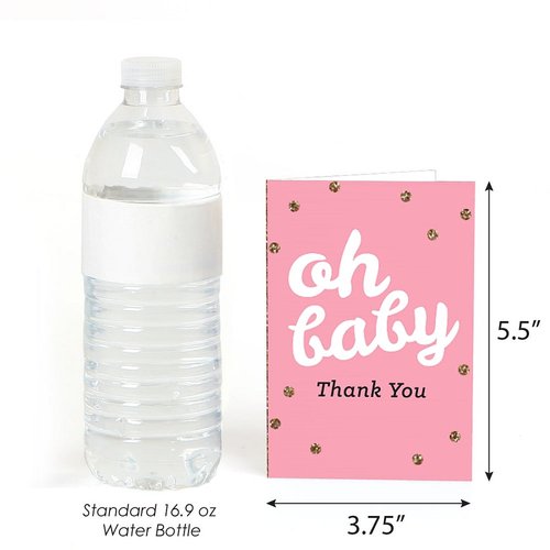 Big Dot of Happiness Hello Little One - Pink and Gold - Girl Baby Shower Thank You Cards (8 count)