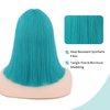 WIGER Teal Blue Bob Wig Bluish Green Short Bob Wigs with Bangs Straight Bob Wig Synthetic Bob Hair No Lace Full Wigs for Women Cosplay or Party