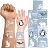 Cheerland Temporary Tattoos Kids Winter Party Favors Arctic Animal Tattoos Stickers Polar Fox Seal Rabbit Whale Penguin Owl Winter Tattoos for Kids Onederland Birthday Penguin Party Supplies - 108PCS