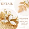 Kisshine Leaf Bride Wedding Hair Pins Gold Rhinestone Hair Piece Bridal Hair Combs Wedding Hair Accessories for Women and Girls(Pack of 3)