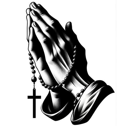 Dopetattoo 6 Sheets Temporary Fake Tattoos For Men Adults Praying Hands Rosary Hand Cross Art Temporary Fake Tattoo For Women Neck Arm Chest For Woman