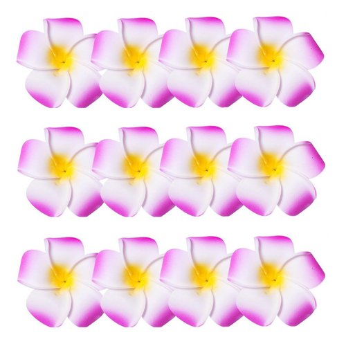 12PCS Diameter 2.36inch Hawaiian Hawaii Plumeria Foam Flower Alligator Hair Clips Hair Clasp Hair Holder Barrettes Hair Pins For Women Lady Girls (Pink)