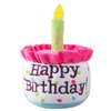 Ushang Pet Happy Birthday Cake Catnip Toys, Birthday Cake Shaped Chew Toys for Kitten Funny Cats Gifts Plush Cat Birthday Party Toys, Pink
