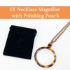 MAGDEPO 3X Pendant Magnifying Glass Necklace Magnifier Transparent Tortoiseshell Pattern Rim 1.5" Lens with Card Magnifiers for Reading Small Texts, Label, Stamp, Newspaper, Book, Map, Hobby, etc.