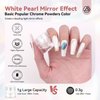 Saviland White Pearl Chrome Nail Powder - 1g Mirror Effect Chrome Powder for Gel Nails, Metallic Mermaid Chrome Nail Powder for Gel Polish, Pearl Nail Powder Glitter Dust Kit for Nail Art Decorations