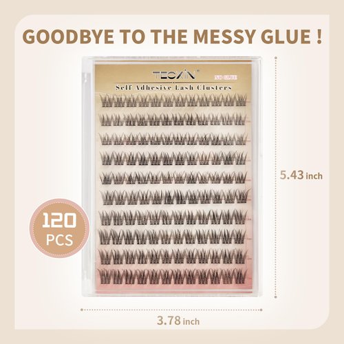 Tecxin-Mix Natural Lash Clusters Kit Extentions Korean Self Adhesive Clusters False Eyelashes Easy Appy,Press On Pre-glued Tech,No Glue,and No Sticky Residue,10-12mm 120 Pcs(Christmas Gift)