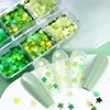 6 Grids St. Patrick's Day Nail Art Glitters 3D Holographic Green Shamrock Nail Art Stickers Irish Nail Sequins Sparkle Confetti Flakes Clover Nail Design for Women DIY St Patricks Day Nail Decorations