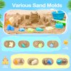 GAPER GO Beach Toys, 3 Packs Collapsible Sand Bucket Set with Sand Castle Toys, Animal Molds, Shovel, Beach Essentials for Kids
