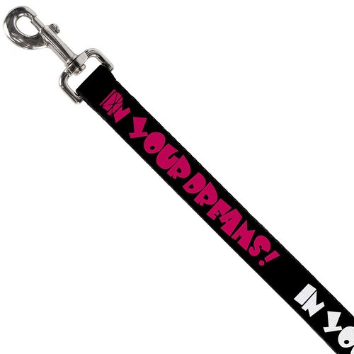 Dog Leash in Your Dreams Black White Pink 4 Feet Long 1.5 Inch Wide