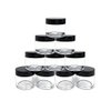 30g 30ml/1oz Refillable Black and White Plastic Screw Cap Lid with Clear Base Empty Cosmetic Jars for Nail Powder Bottles Eye Shadow Container Lot Powder Storage Container (Pack of 10) (Black Lid)