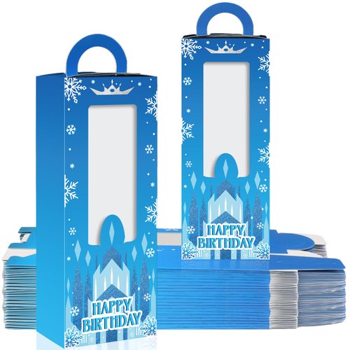 Naozinebi 24 PCS Winter Snowflake Party Favor Bags, Snowflake Castle Candy Treat Goodie Bags for ...