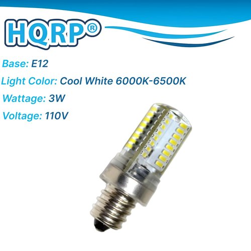 HQRP 7/16 110V LED Light Bulb Cool White Compatible with Janome (New Home) 3123/5001 / 5024/5500 / 6000 / Decor Excel 5018 / Jem Gold/Jem Gold 660 Sewing Machine