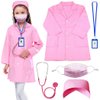 Naichuo Doctor Nurse Lab Coat Outfits,Kids Role Play Doctor Costume With Realistic Accessories for Boys Girls Ages 3-12(Lab Coat, Pink/3-4T)