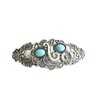 Small blue stone silver tone metal flower western hair clip barrette thin hair