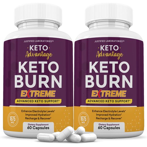 (2 Pack) Keto Advantage Keto Burn Extreme Pills 1675MG New & Improved Formula Contains Apple Cider Vinegar Extra Virgin Olive Oil Powder Green Tea Leaf 120 Capsules