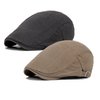 Qossi 2 Pack Newsboy Hats for Men Flat Cap Cotton Adjustable Breathable Irish Cabbie Ivy Driving Hunting Hat, Grey/Khaki