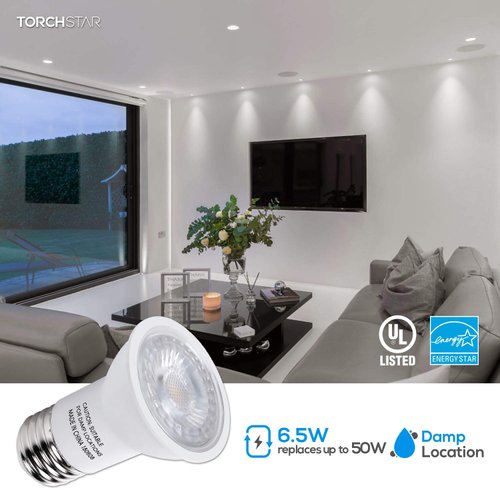 TORCHSTAR PAR16 LED Bulb, 500LM 50W Equivalent 6.5W, Dimmable Spot Light, 40° Beam Angle, UL & Energy Star Listed Track Spotlight, 4000K Cool White, E26 Medium Base, Pack of 6