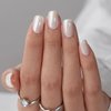 White Press on Nails Short Square - SHANRUN Cute Moonlight White Fake Nails Press ons Nail Art Tips Glue on Nails Full Cover Artificial Acrylic False Nails with Design Stick on Nails Kit for Women