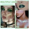 Highlighter Makeup Palette, Long Lasting New Formula, Dazzling Green-Silver Shimmer, Sheer Silver Base, Ideal for Face and Body Contour and Cheek Highlight (#04) Green-Silver Dazzling Shimmer