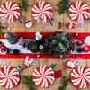 Wiooffen 80Pcs Christmas Peppermint Candy Paper Plates Party Supplies Decorations Candy Mint for Happy New Year Holiday Xmas Peppermint Party Supplies Red and White Striped Disposable Paper Tableware